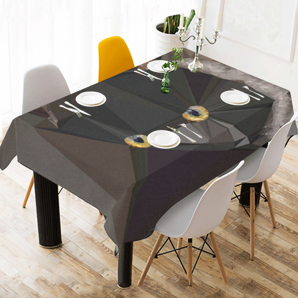 Cat Yellow Eyes Low Poly Triangles Cotton Linen Tablecloth 52"x 70"