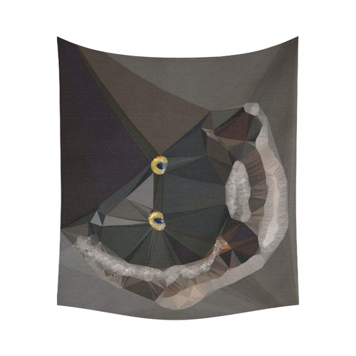 Cat Yellow Eyes Low Poly Triangles Cotton Linen Wall Tapestry 60"x 51"