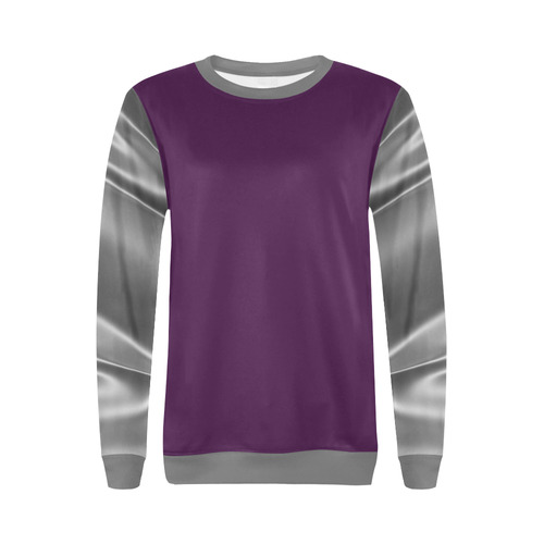 Purple and metallic grey All Over Print Crewneck Sweatshirt for Women (Model H18)