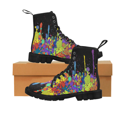 Crazy Multicolored Running Splashes II Martin Boots for Women (Black) (Model 1203H)