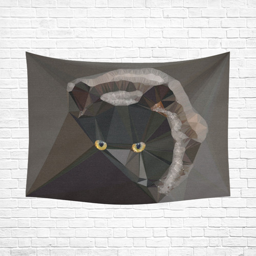 Cat Yellow Eyes Low Poly Triangles Cotton Linen Wall Tapestry 80"x 60"