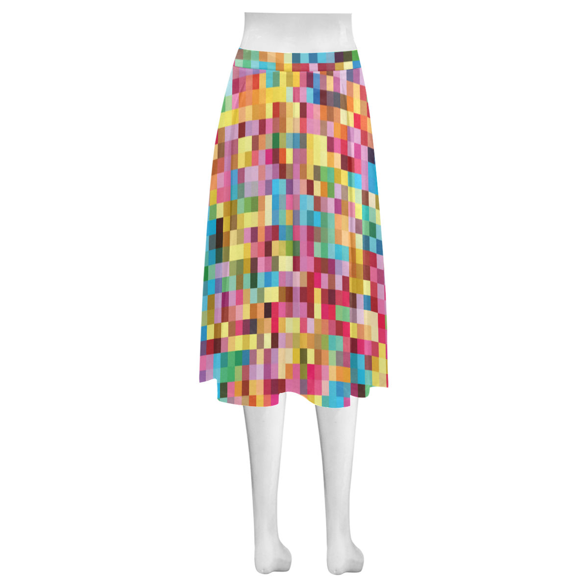 Mosaic Pattern 2 Mnemosyne Women's Crepe Skirt (Model D16)