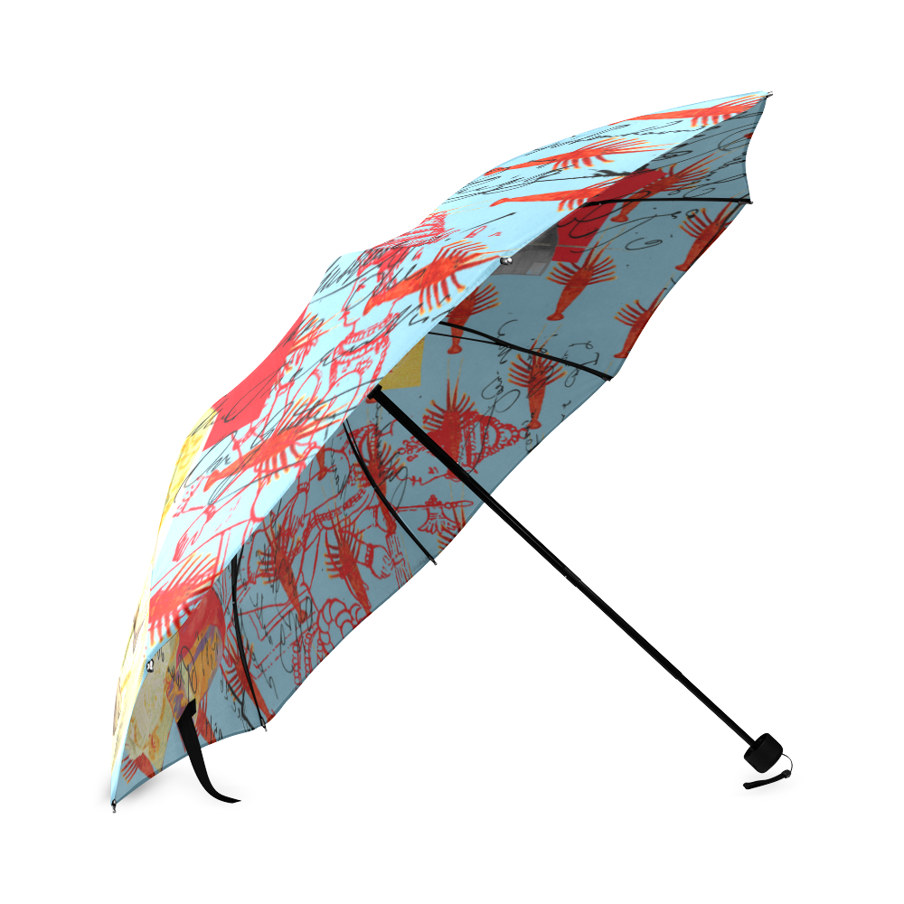 THE SHOWY PLANE HUNTER AND FISH IV Foldable Umbrella (Model U01)
