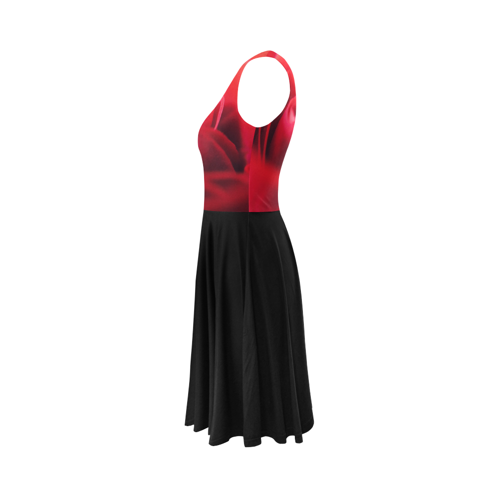 Red and black rose dress Sleeveless Ice Skater Dress (D19)