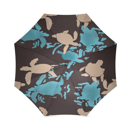 Swimming Turtles on black Foldable Umbrella (Model U01)