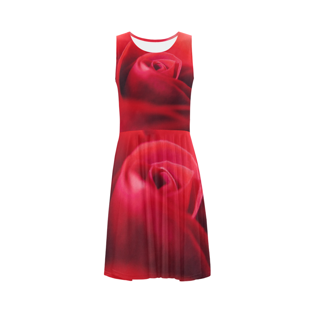 Red Rose Dress Sleeveless Ice Skater Dress (D19)