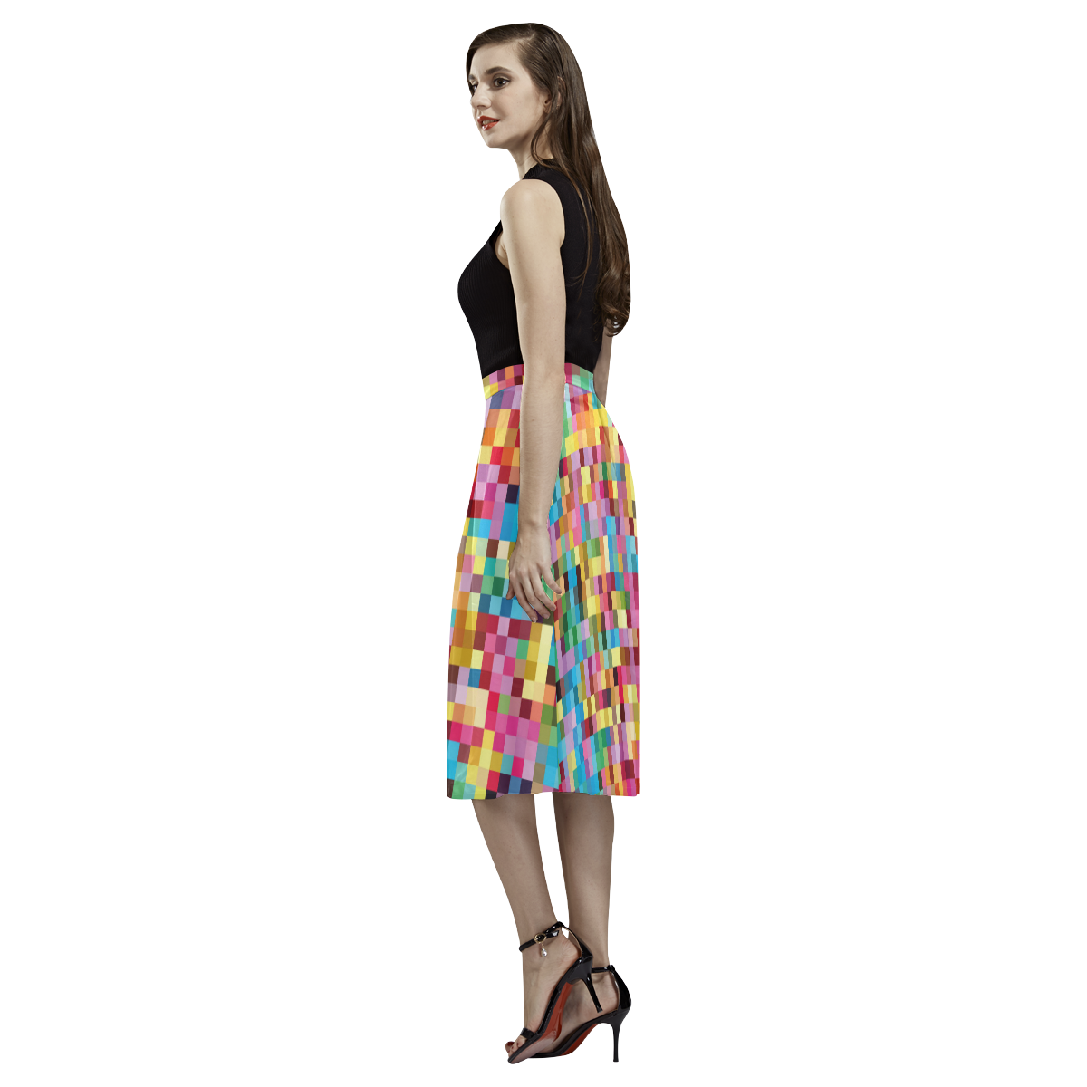 Mosaic Pattern 2 Aoede Crepe Skirt (Model D16)