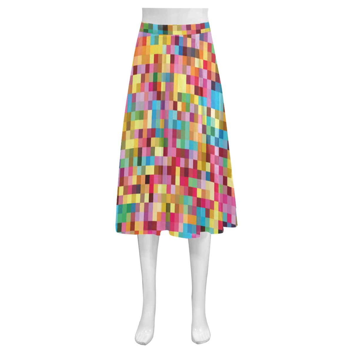 Mosaic Pattern 2 Mnemosyne Women's Crepe Skirt (Model D16)