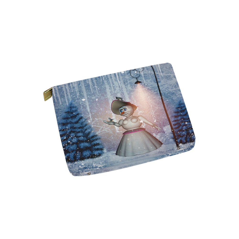 Snow women with birds Carry-All Pouch 6''x5''