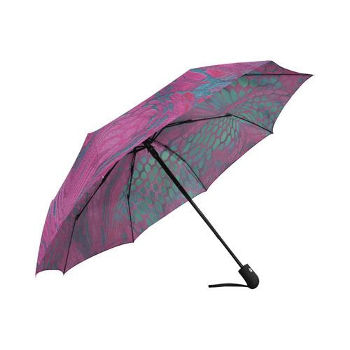crazy purple - green snake scales animal skin design camouflage Auto-Foldable Umbrella (Model U04)