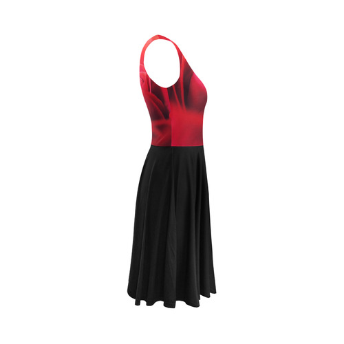 Red and black rose dress Sleeveless Ice Skater Dress (D19)