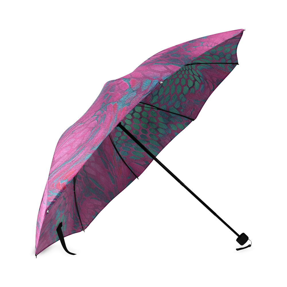 crazy purple - green snake scales animal skin design camouflage Foldable Umbrella (Model U01)