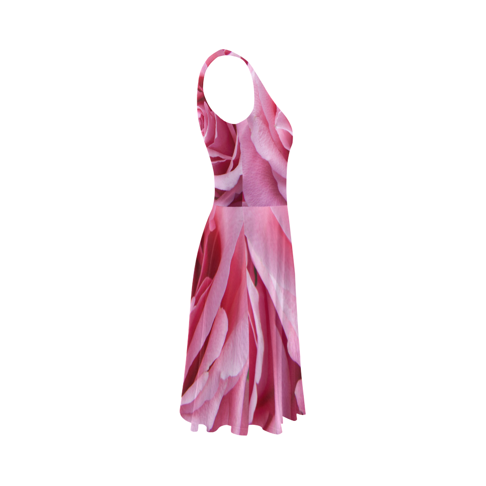Pink rose dress Sleeveless Ice Skater Dress (D19)