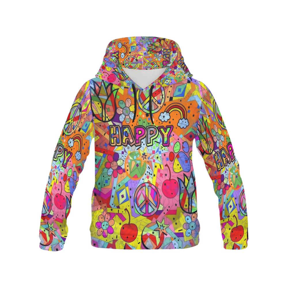 Happy Popart by Nico Bielow All Over Print Hoodie for Women (USA Size) (Model H13)