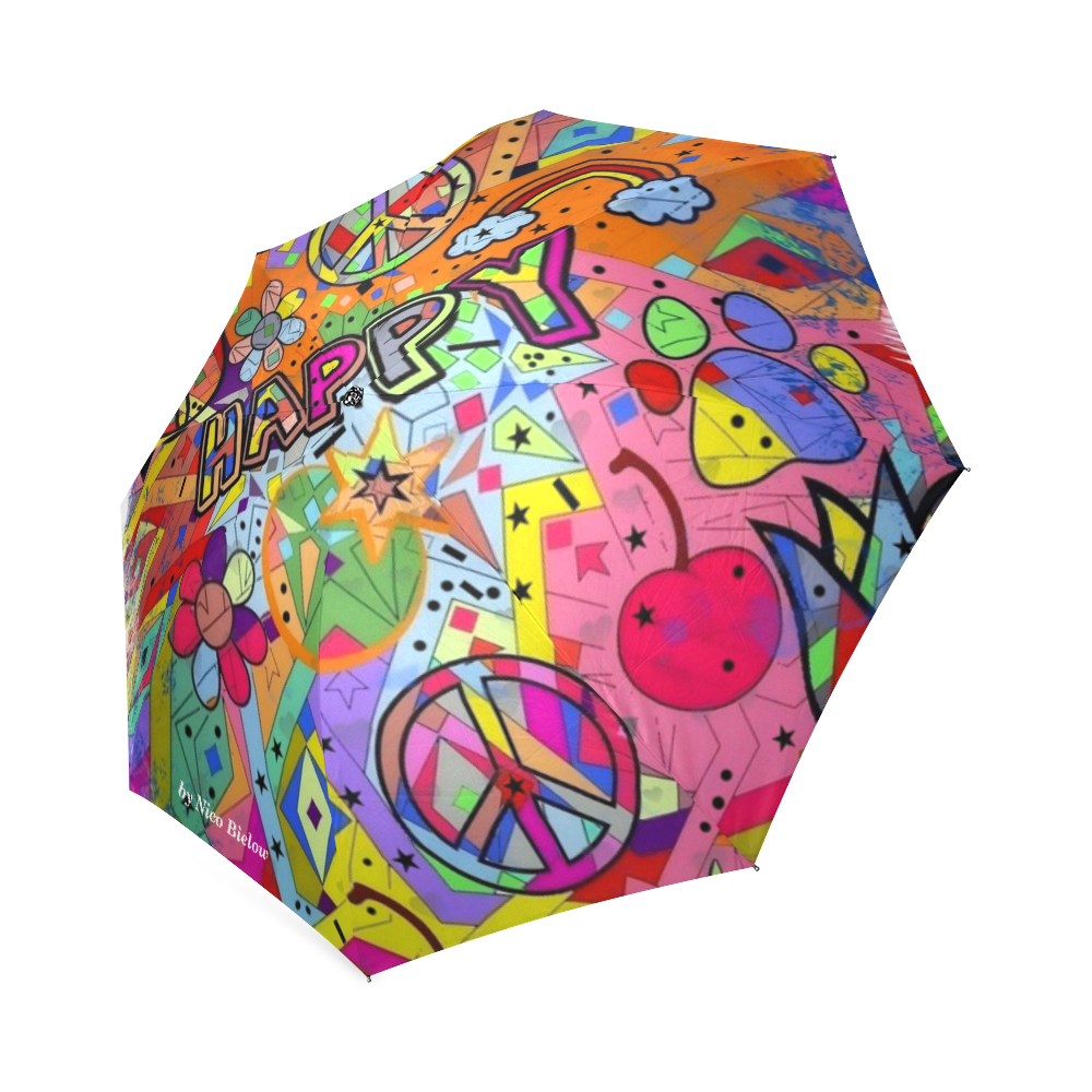 Happy Popart by Nico Bielow Foldable Umbrella (Model U01)