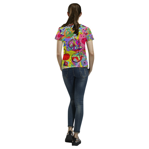 Happy Popart by Nico Bielow All Over Print T-Shirt for Women (USA Size) (Model T40)