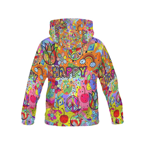 Happy Popart by Nico Bielow All Over Print Hoodie for Women (USA Size) (Model H13)