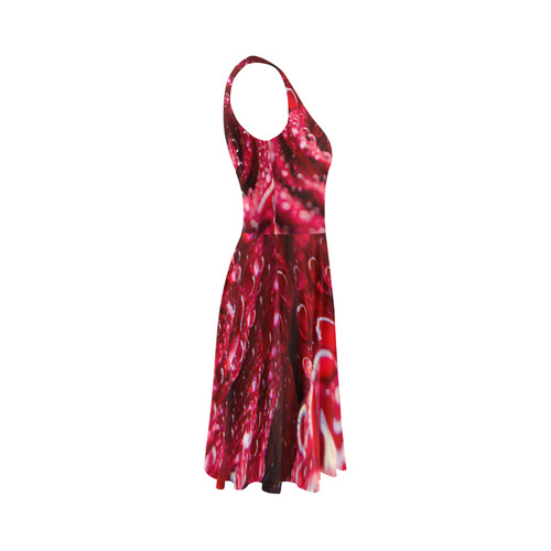 Red Rose Rain Drop Dress Sleeveless Ice Skater Dress (D19)