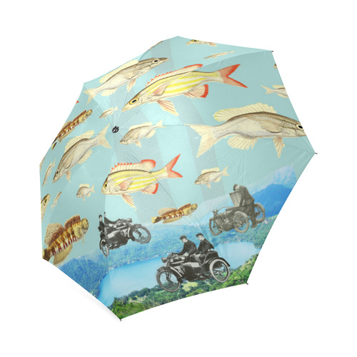 VINTAGE MOTORCYCLES AND COLORFUL FISH... IN THE MOUNTAINS Foldable Umbrella (Model U01)
