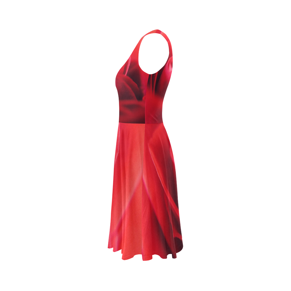 Red Rose Dress Sleeveless Ice Skater Dress (D19)
