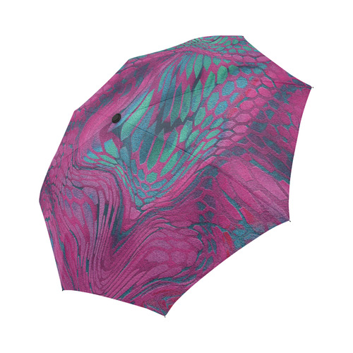 crazy purple - green snake scales animal skin design camouflage Auto-Foldable Umbrella (Model U04)