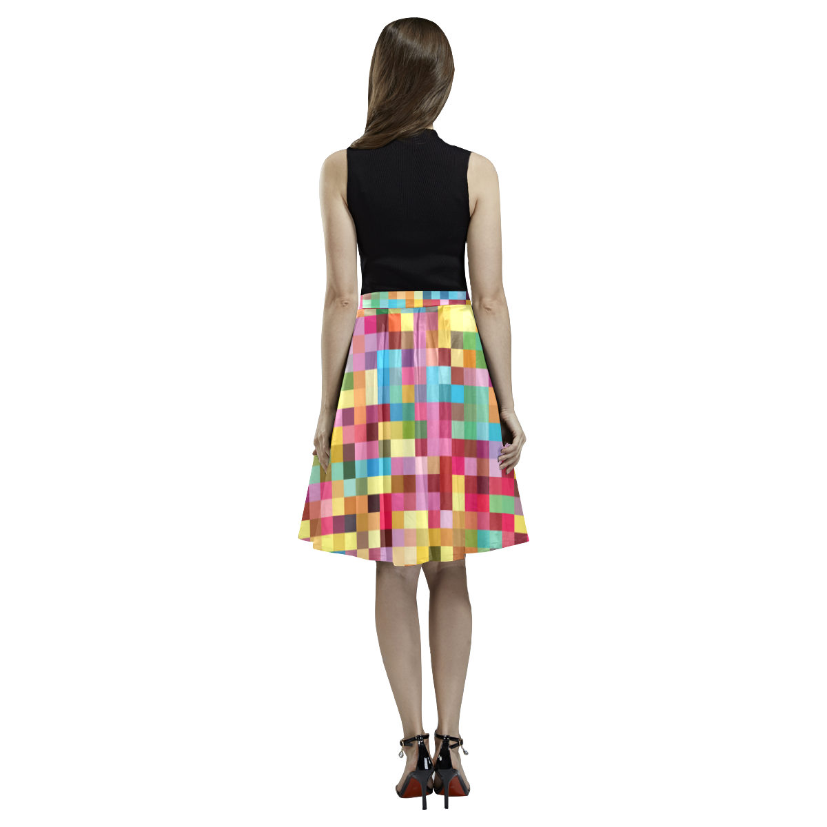 Mosaic Pattern 2 Melete Pleated Midi Skirt (Model D15)