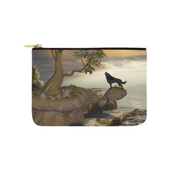 The lonely wolf on a flying rock Carry-All Pouch 9.5''x6''