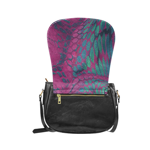 crazy purple - green snake scales animal skin design camouflage Classic Saddle Bag/Small (Model 1648)