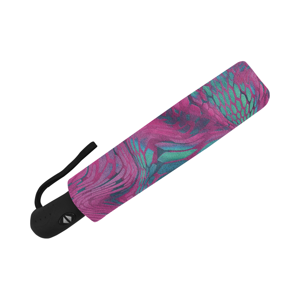 crazy purple - green snake scales animal skin design camouflage Auto-Foldable Umbrella (Model U04)