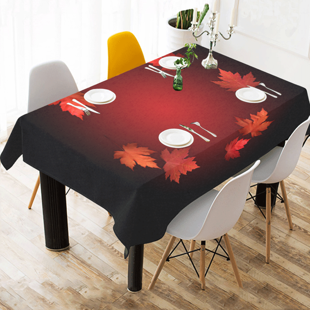 Autumn Maple Leaf Tablecloths Cotton Linen Tablecloth 60"x 84"