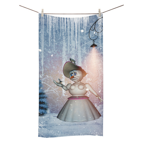 Snow women with birds Bath Towel 30"x56"