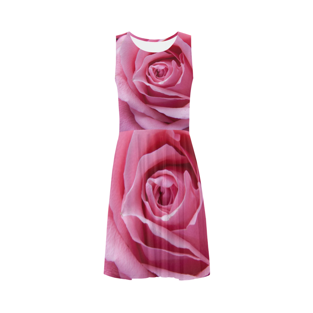 Pink rose dress Sleeveless Ice Skater Dress (D19)