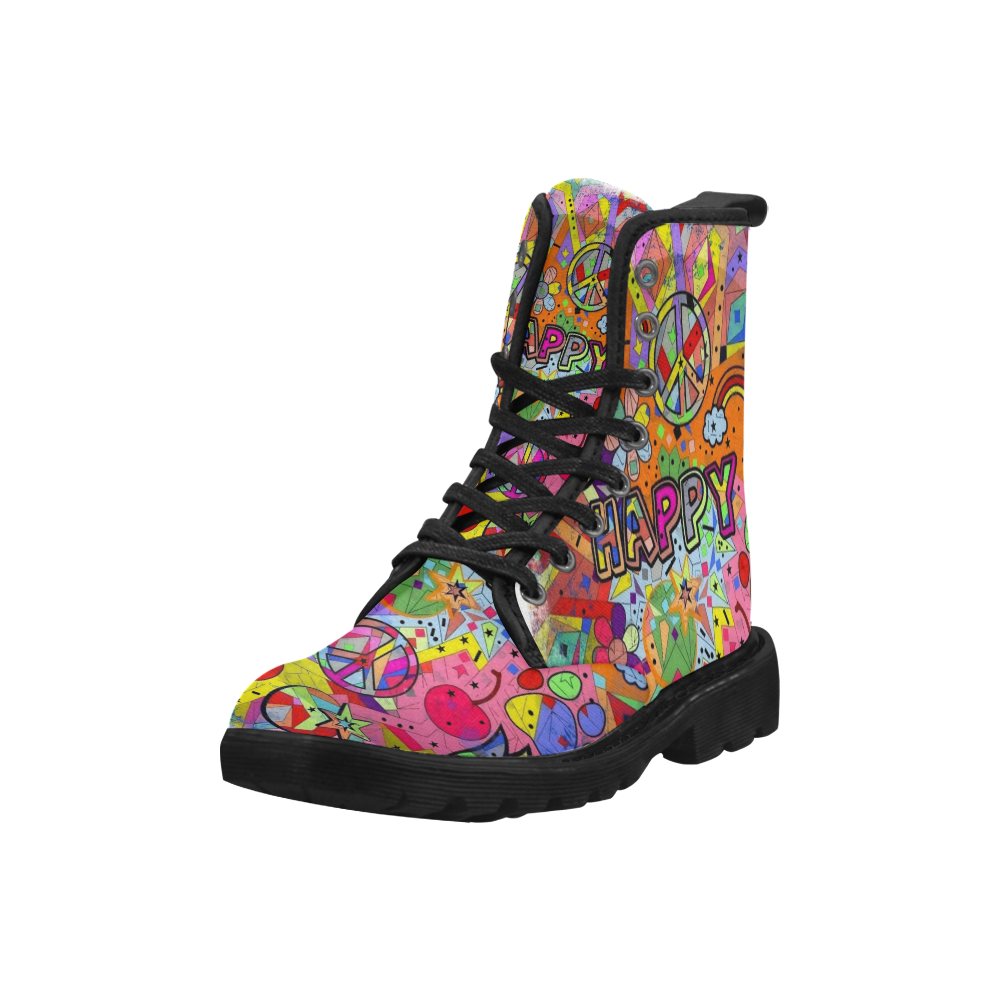 Happy Popart by Nico Bielow Martin Boots for Men (Black) (Model 1203H)