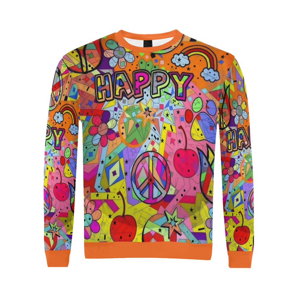 Happy Popart by Nico Bielow All Over Print Crewneck Sweatshirt for Men (Model H18)