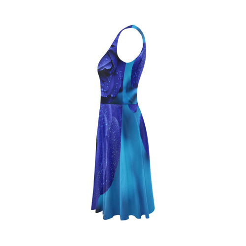 Blue Rose Dress Sleeveless Ice Skater Dress (D19)