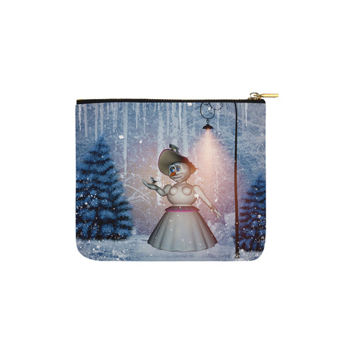 Snow women with birds Carry-All Pouch 6''x5''