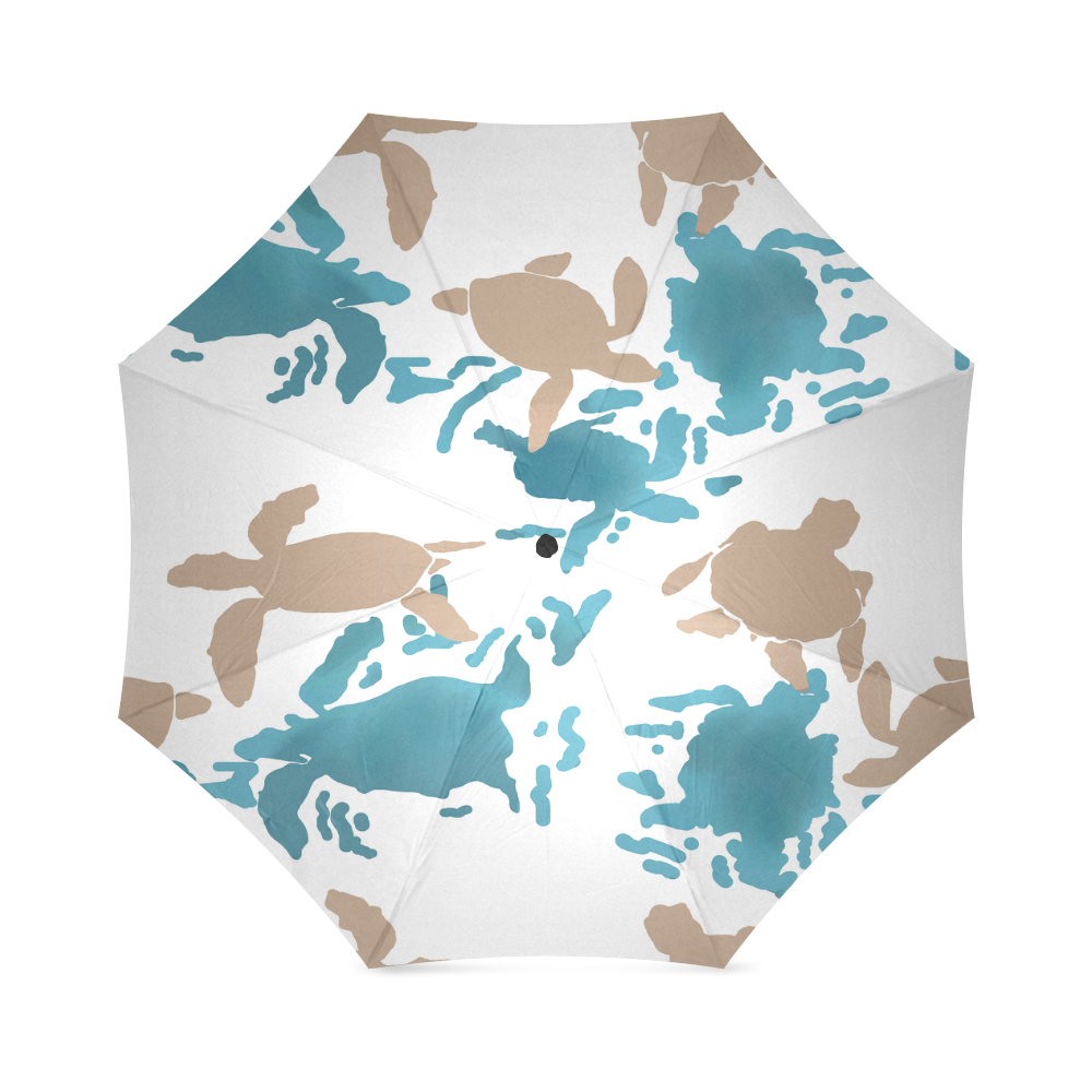 Swimming Turtles white Foldable Umbrella (Model U01)