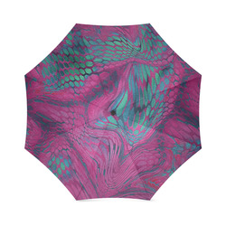 crazy purple - green snake scales animal skin design camouflage Foldable Umbrella (Model U01)