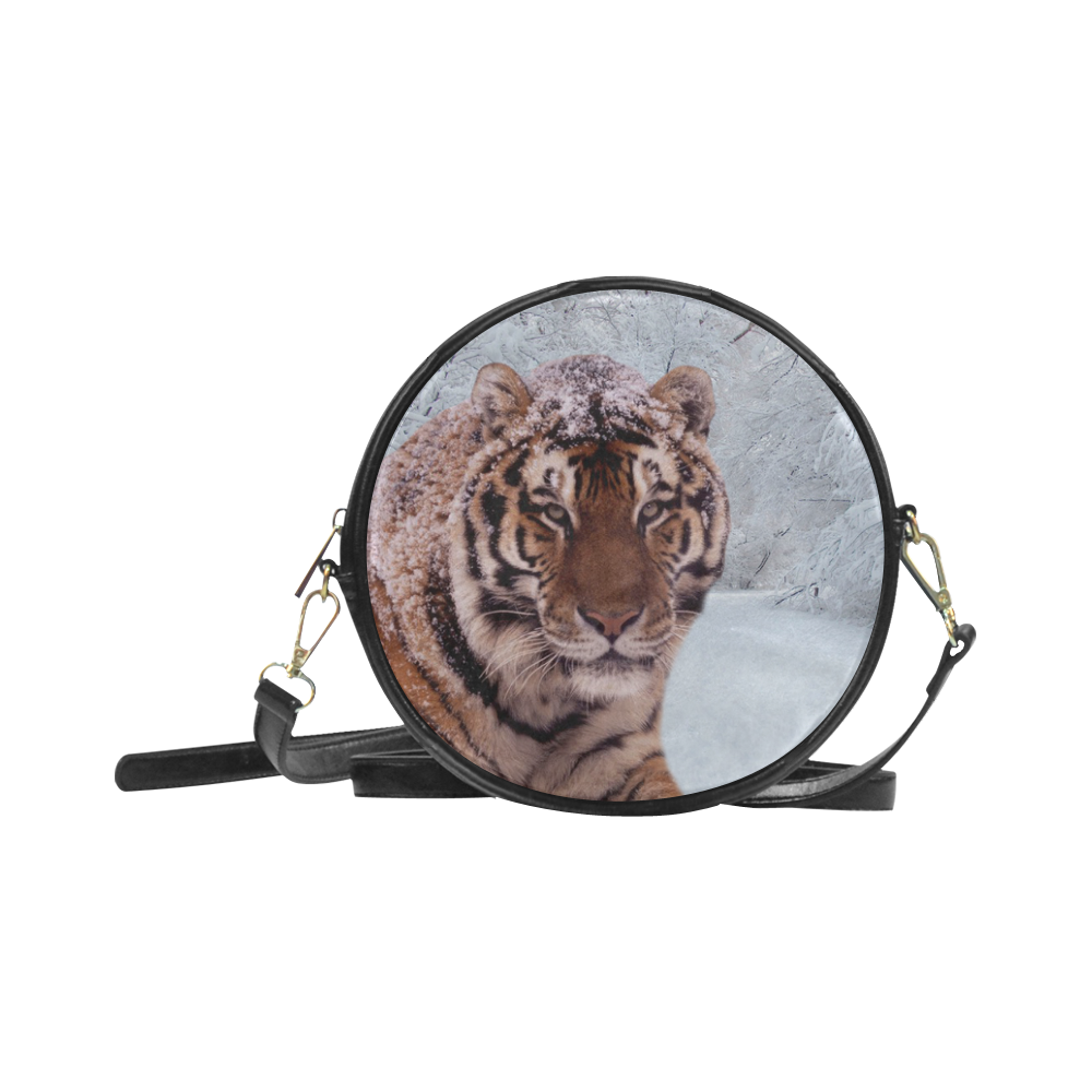 Tiger and Snow Round Sling Bag (Model 1647)