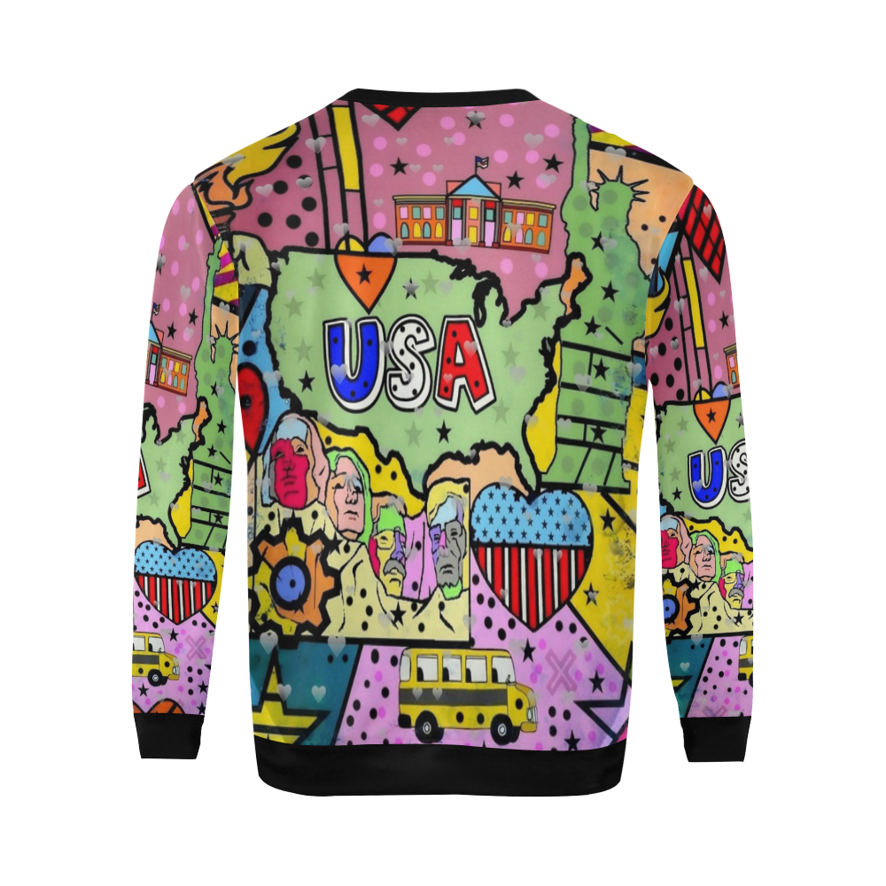 USA Popart 2018 by Nico Bielow All Over Print Crewneck Sweatshirt for Men/Large (Model H18)