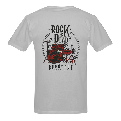 Rock Is Dead Grey Men's T-Shirt in USA Size (Two Sides Printing)