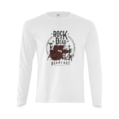 Rock Is Dead White Sunny Men's T-shirt (long-sleeve) (Model T08)