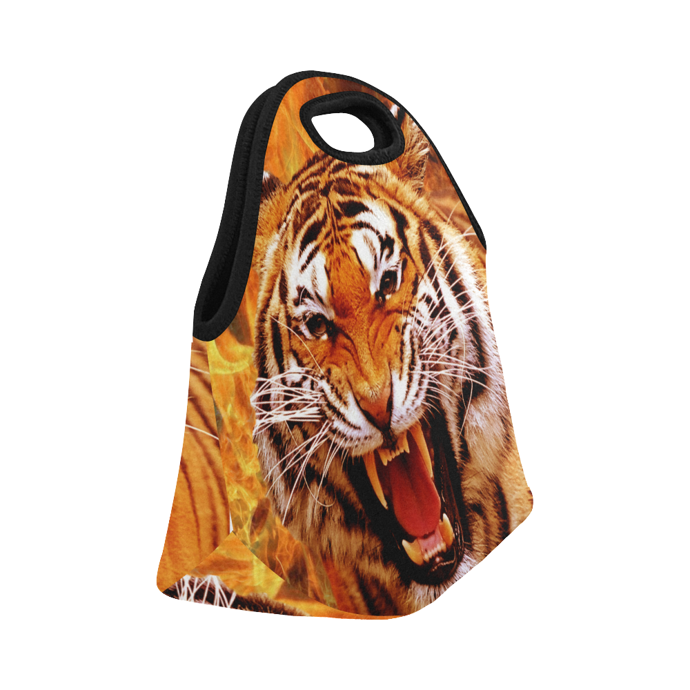 Tiger and Flame Neoprene Lunch Bag/Small (Model 1669)