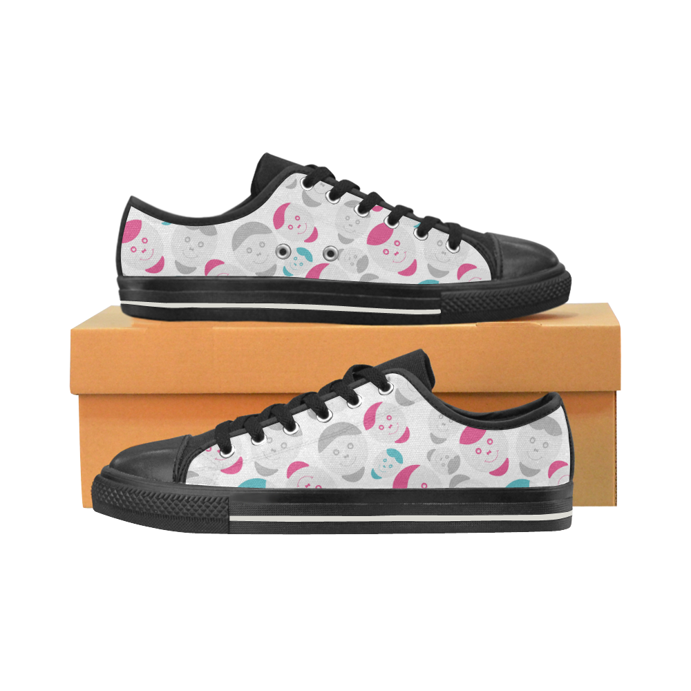 smiley faces pattern Low Top Canvas Shoes for Kid (Model 018)