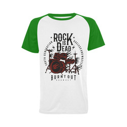 Rock Is Dead Green Men's Raglan T-shirt Big Size (USA Size) (Model T11)