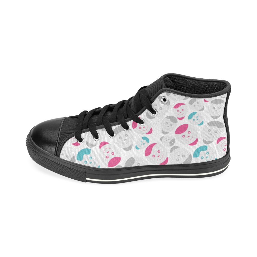 smiley faces pattern High Top Canvas Shoes for Kid (Model 017)