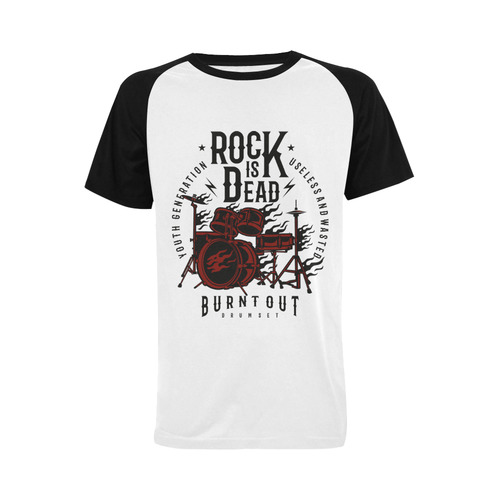 Rock Is Dead Black Men's Raglan T-shirt Big Size (USA Size) (Model T11)