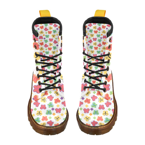 colorful butterfly High Grade PU Leather Martin Boots For Men Model 402H