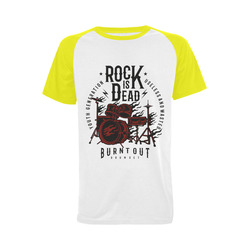 Rock Is Dead Yellow Men's Raglan T-shirt Big Size (USA Size) (Model T11)