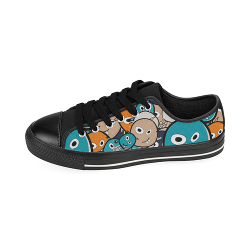 cartoon monsters Low Top Canvas Shoes for Kid (Model 018)